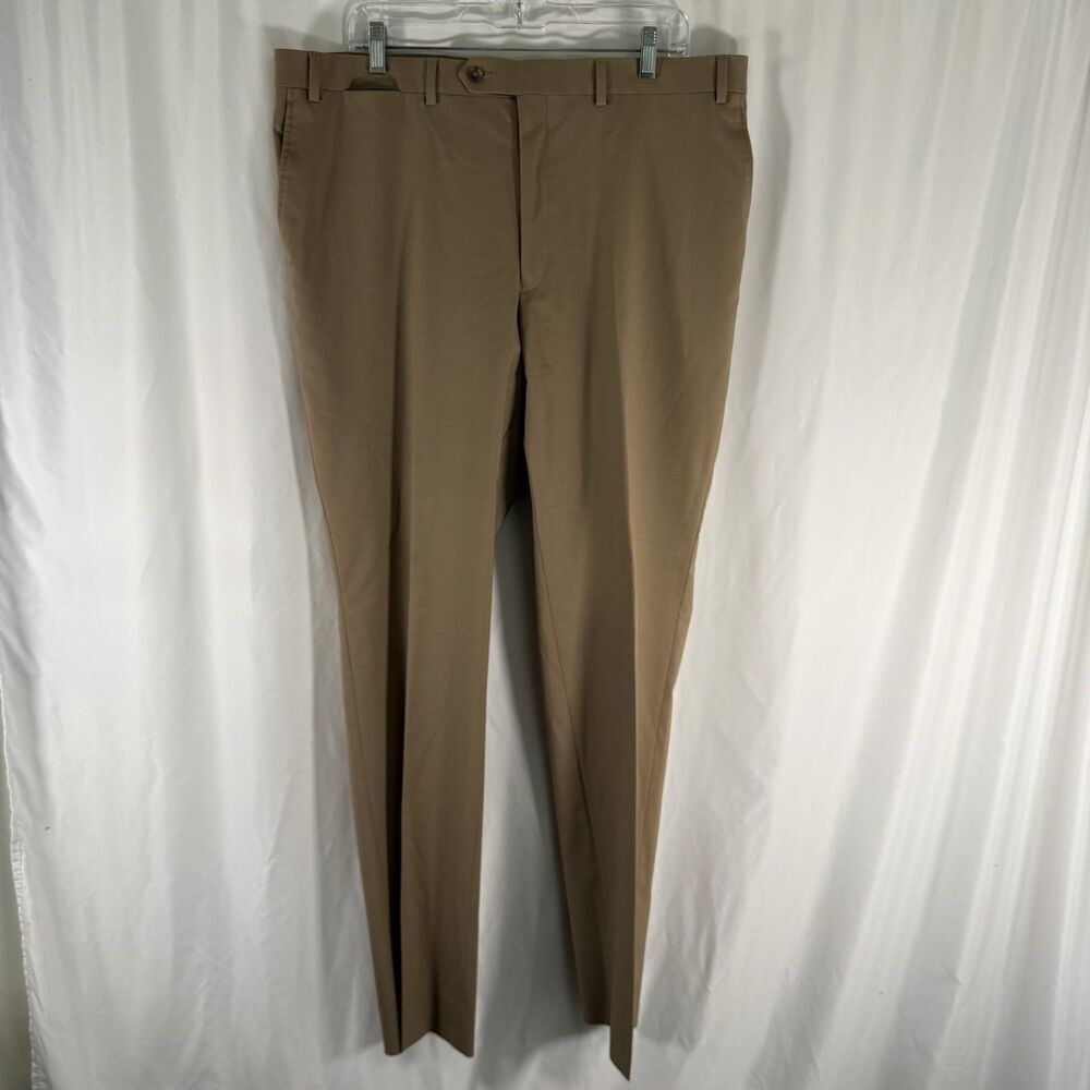 Hart Schaffner Marx Wool Blend Dress Pants Men's 38R Brown Flat Front Slash Pock